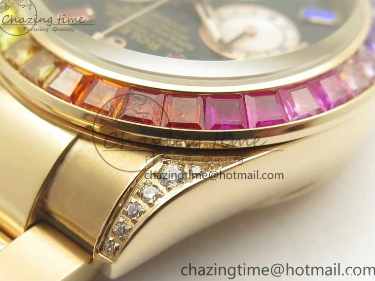 1230 Daytona 116595RBOW RG Rainbow Crystal BLF Best Edition Black Dial on RG Bracelet A RelaxedFit 3353